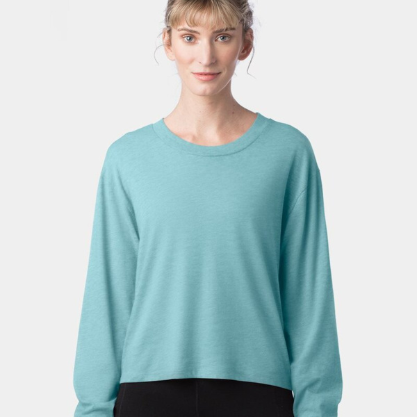 Women's Cotton Jersey CVC Long Sleeve Crop Tee Thumbnail