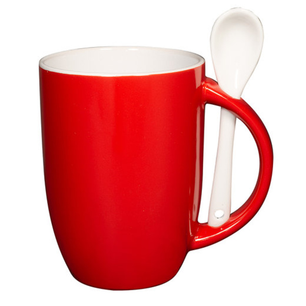 12oz Dapper Ceramic Mug With Spoon Thumbnail