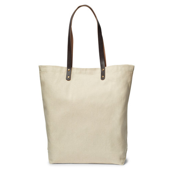 Urban Cotton Tote Bag with Leather Handles Thumbnail