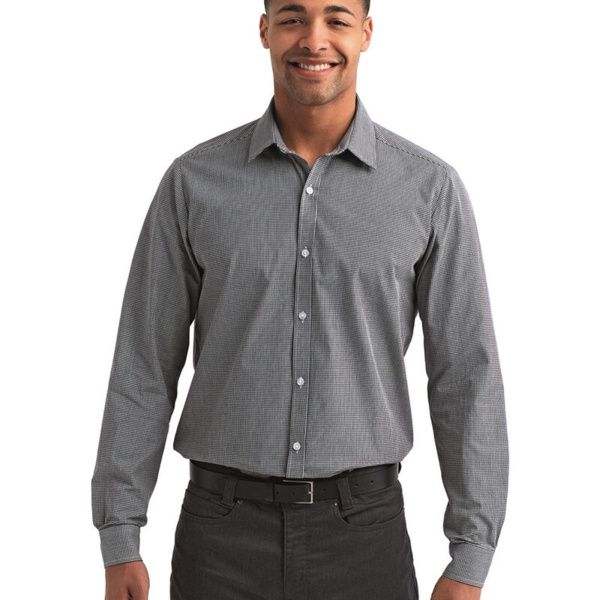 Men's Microcheck Gingham Cotton Shirt Thumbnail