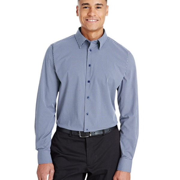 Men's CrownLux Performance® Tonal Mini Check Woven Dress Shirt Thumbnail