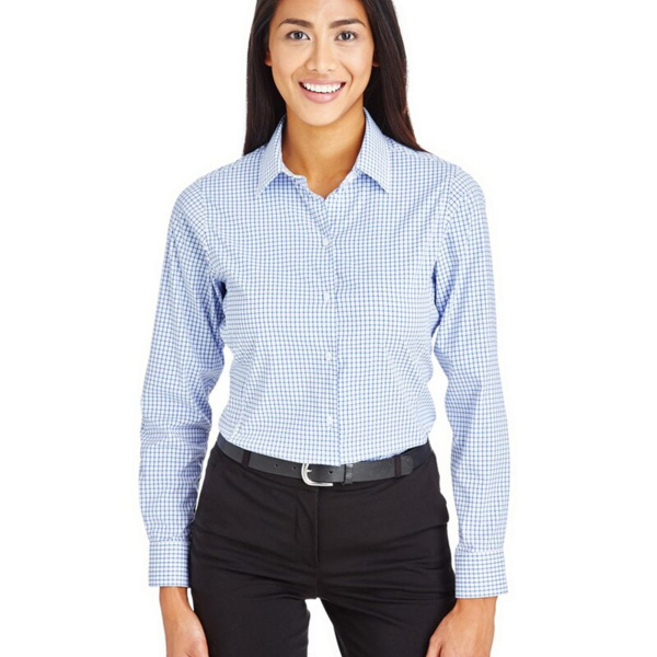 Women's CrownLux Performance® Micro Windowpane Woven Dress Shirt Thumbnail