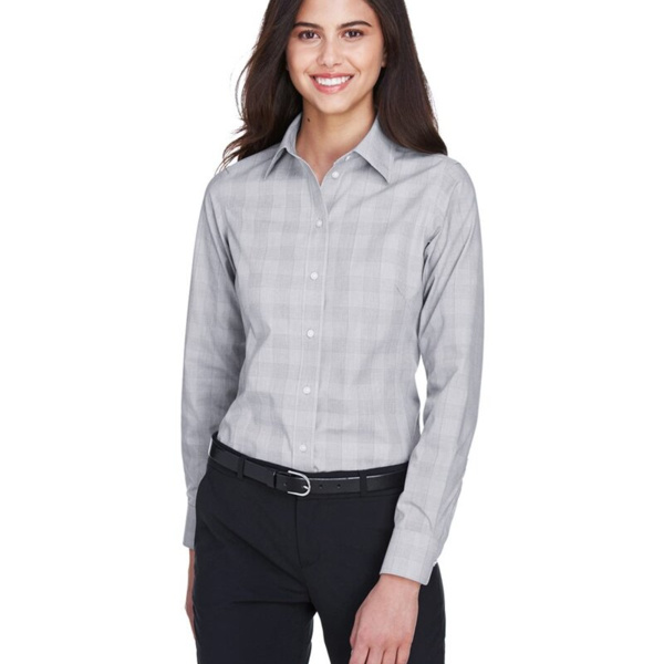 Women's Crown Collection® Glen Plaid Woven Dress Shirt Thumbnail