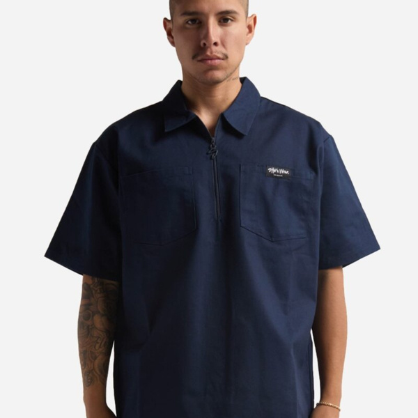 Unisex Quarter-Zip Short Sleeve Work Shirt Thumbnail
