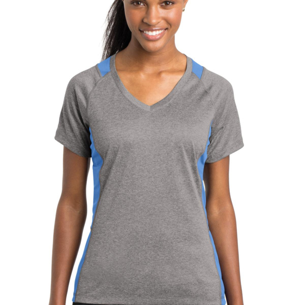 Women's Heather Colorblock Contender V Neck Tee Thumbnail