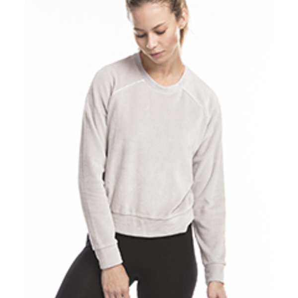 Ladies' USA Made Velour Cropped Long-Sleeve Pullover Top Thumbnail